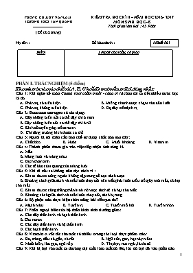 Đề kiểm tra học kỳ II môn Sinh học Lớp 8 - Mã đề 561 - Năm học 2016-2017 - Trường THCS Tân Quang